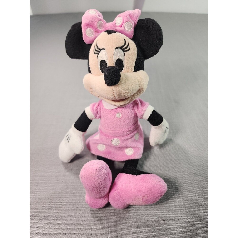 Disney Junior Minnie Mouse 9" Plush Stuffed Animal Pink Polka Dot Dress